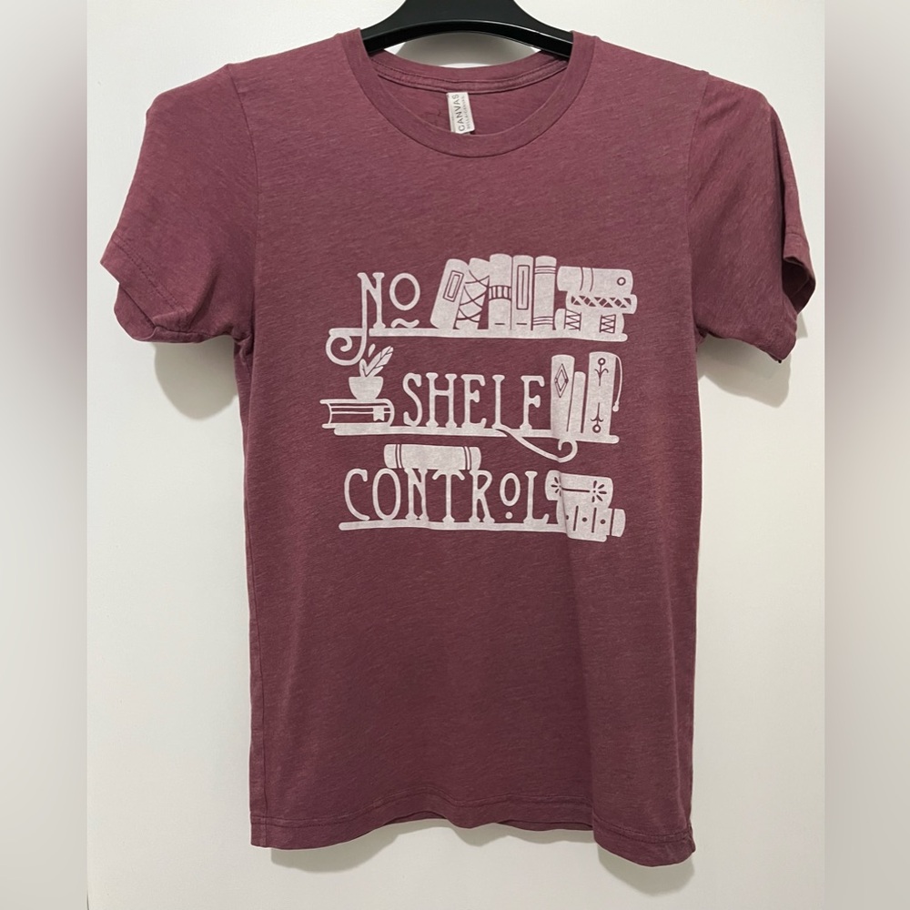 EUC Bella Canvas Maroon/Dusty Mauve Graphic Tee for Librarian or Book Worm - S
